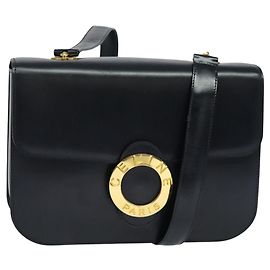 Céline CELINE Circle Schultertasche aus Leder Navy Gold Auth 126033
