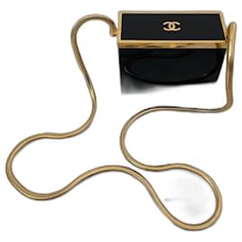 Chanel Minaudiere Snake Chain Vanity Schwarz Kunststoff Gold