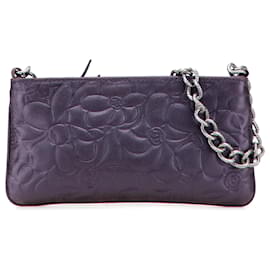 Pochette a catena Camelia in pelle di agnello viola di Chanel