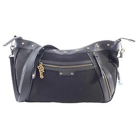 Schultertasche aus schwarzem Canvas und Leder von Burberry