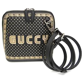Borsa a spalla in pelle con stampa GUCCY di Gucci