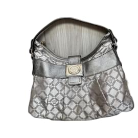 Versace Handtasche aus Baumwollcanvas beige