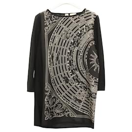 HERMES Tunika-Shirt ""DIES ET HORE"" Seide Schwarz Auth 126350 - Hermès