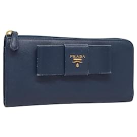 PRADA Langer Geldbeutel aus Safiano-Leder Blau Auth 121255 - Prada