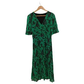 Grünes gepunktetes Blumenkleid Größe 36 Caroll