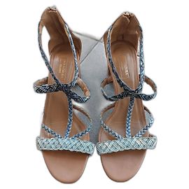 Sandali Aquazzura in pelle marrone e denim