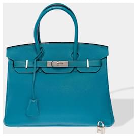 Bolsa HERMES Birkin 30 em Couro Azul - 102669 - Hermès