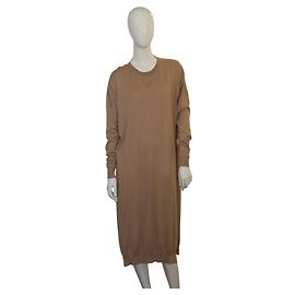 Stella Mc Cartney Braunes Cashmere-Seiden-Mix Strickkleid mit langen Ärmeln von Stella McCartney Größe 40