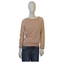 Maglione top in pizzo Avani di Diane Von Furstenberg in beige, taglia M