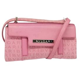 Bulgari Borsa a spalla BVLGARI in tela argento rosa Auth 118640