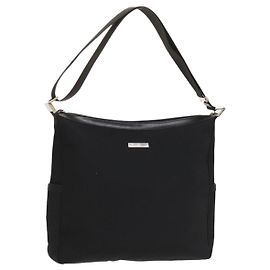 GUCCI Shoulder Bag Canvas Black Silver Auth SW823