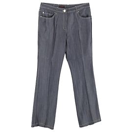 Pantaloni dritti in cotone grigio con dettagli di cucitura visibile di Escada