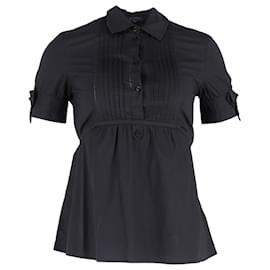 Blusa de manga corta con cinturilla ajustable Escada en algodón negro