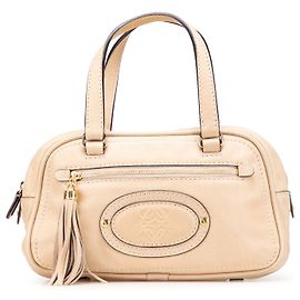 Borsa a mano mini Anagram in pelle marrone LOEWE con frange