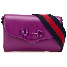 Gucci Lila Mini Leder Horsebit 1955 Web Umhängetasche