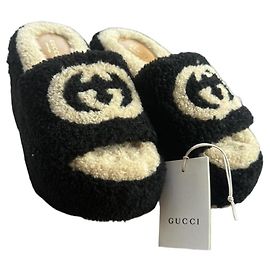 Zoccoli con zeppa Gucci neri in poliestere taglia 36