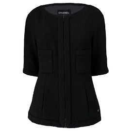 Chanel Chaqueta de tweed negro colección supermercado 38 FR