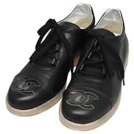 Sneakers CHANEL in pelle di agnello 39 Nero CC Auth BA2712
