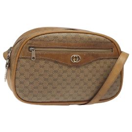 Gucci Bolsa de Ombro Micro GG Supreme PVC Bege Ouro Auth ti3123