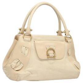 Borsa a Spalla Gancini in Pelle Bianco e Oro Auth 123574 di Salvatore Ferragamo