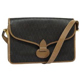 Borsa a spalla in tela a nido d'ape Christian Dior PVC marrone oro Auth BA2701