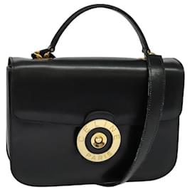 Borsa a mano CELINE in pelle 2 vie nera e oro Auth 125900 - Céline