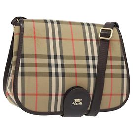 Autre Marque Borsa a spalla Burberrys Nova Check in tela beige oro Auth am8546