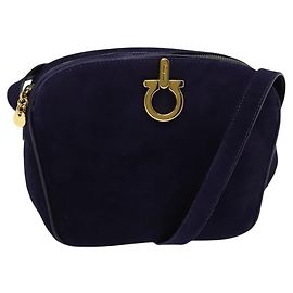 Borsa a Spalla Gancini in Camoscio Viola e Oro Auth 126056 di Salvatore Ferragamo