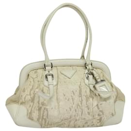 Borsa a Spalla PRADA in Tela Argento Bianco Auth fm4672