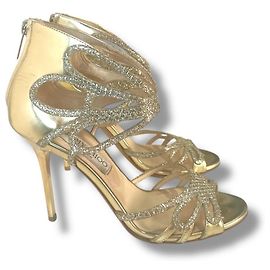 Tacco a stiletto Jimmy Choo con paillettes "Melody Gold" Taglia 36,5 in pelle made in Italy