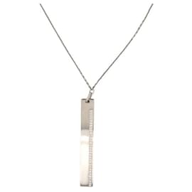 COLLANA SAUTOIR MESSIKA KATE 5781 PENDENTE VERTICALE ORO BIANCO 18K DIAMANTE 0,59CT - Messika