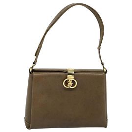 GUCCI Schultertasche aus Leder Braun Gold Auth 126290