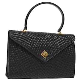 Borsa a mano BALLY in pelle nera e oro Auth gh201 - Bally