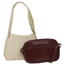Borsa Gianni Versace Cartier in nylon e pelle 2 pezzi Bordeaux Beige Auth ar13582