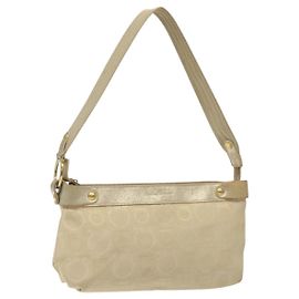 Gancini Schultertasche Salvatore Ferragamo aus Canvas Beige Gold Auth bs26398