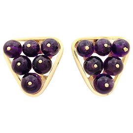 Autre Marque Vintage Ohrringe aus Gelbgold, Amethyst.