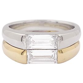 Autre Marque Zweifarbiger Ring, Baguette-Diamanten.
