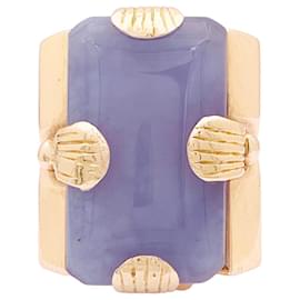 'Tank'-Ring aus Roségold, lavendel Jade. - Autre Marque
