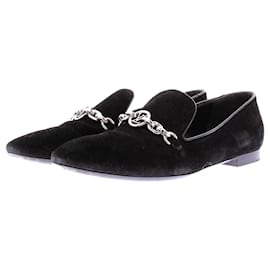 Mocassins Louis Vuitton de camurça preto com corrente