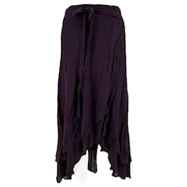 Falda larga burdeos de viscosa Reformation M