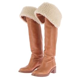 Leder- und Shearling-Stiefel Folco - Céline