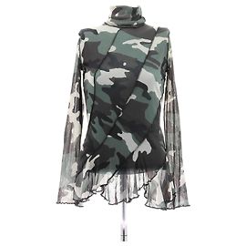 Jean Paul Gaultier Top de malla con estampado de camuflaje