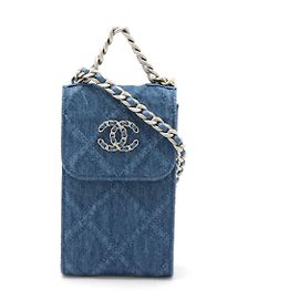 Funda para teléfono Chanel19 de denim con cadena