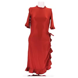 Paco Rabanne Robe rouge brique à volants