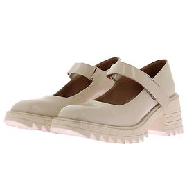 Jonak Bambini "Dovy" con suole scanalate in pelle lucida color crema