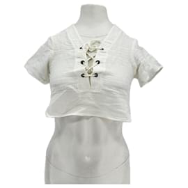 Top corto blanco de manga corta Reformation