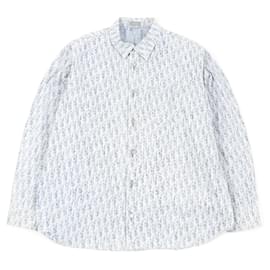 Camicia in denim con stampa obliqua in cotone Dior