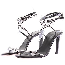 Nina Ricci Schwarze Leder High Heels mit Strass