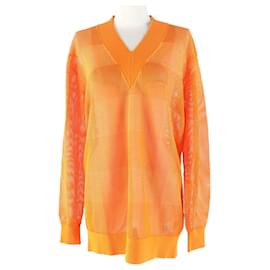 Burberry Rayon V-Ausschnitt Mesh Tunika Kleid Orange S - Céline