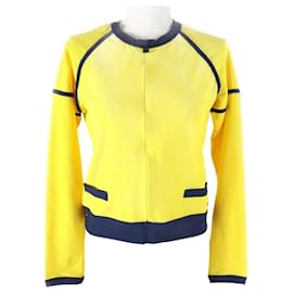 Chaqueta deportiva vintage Chanel amarilla marino 36
